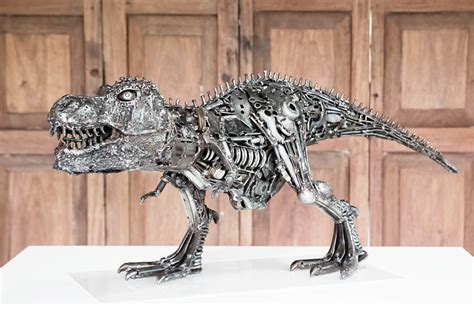 metal dinosaur sculptures